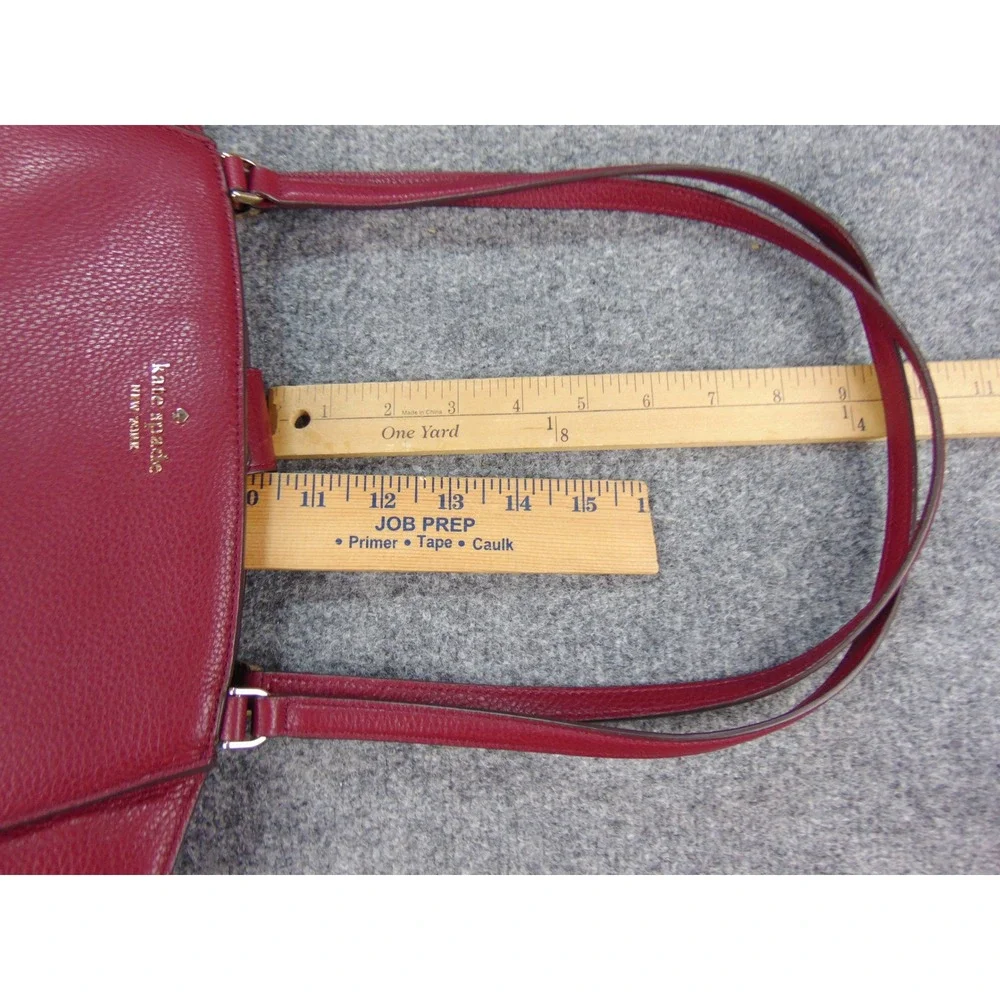 Kate Spade Tote Burgundy Red Pebbled Leather Satchel Bag with Pouch Shoulder Bag
